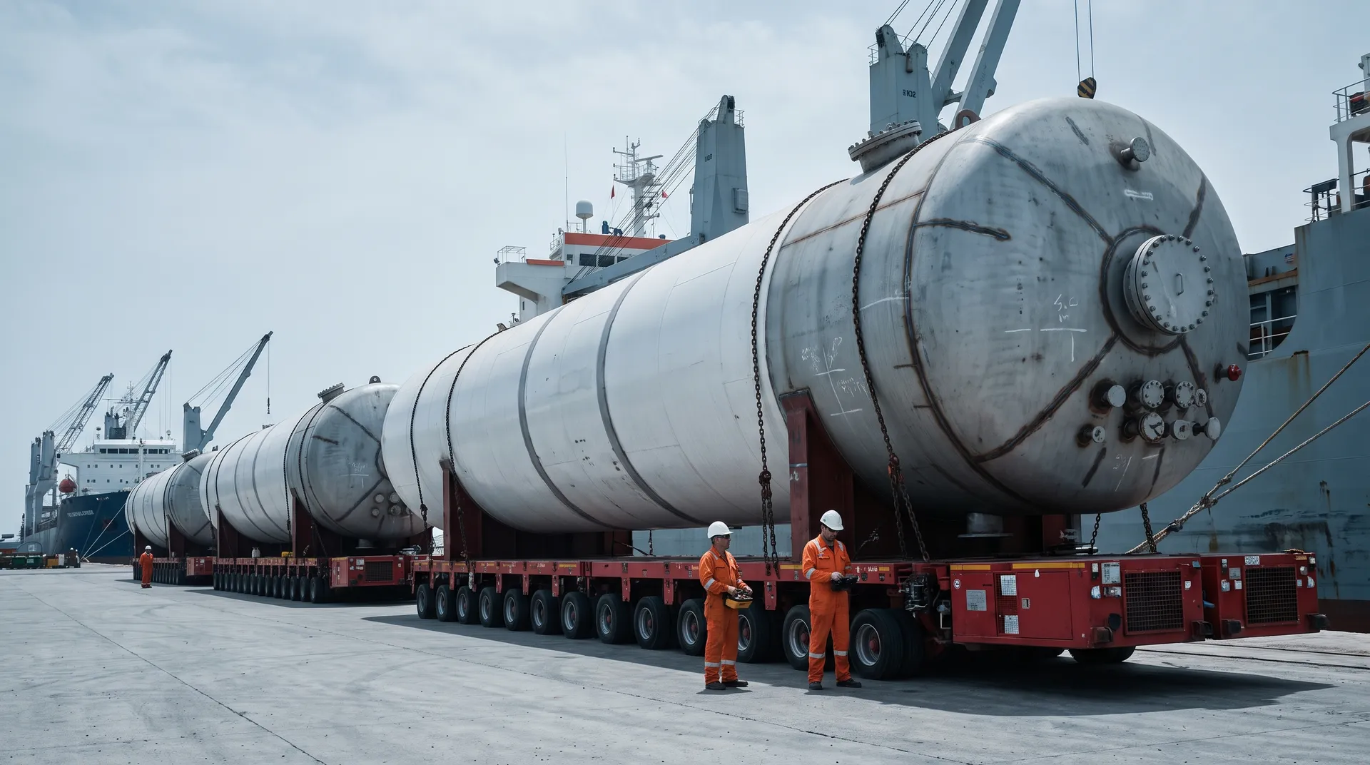 Project cargo: Recipientes de gas líquido de 170 t por contenedor, ruta Turquía a Túnez